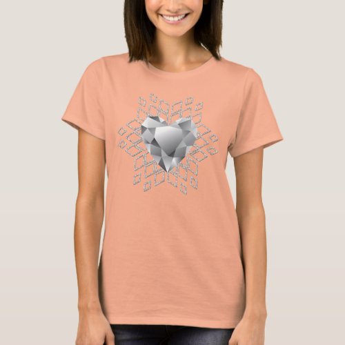 Diamond Heart Snowflake Navy Blue T_Shirt
