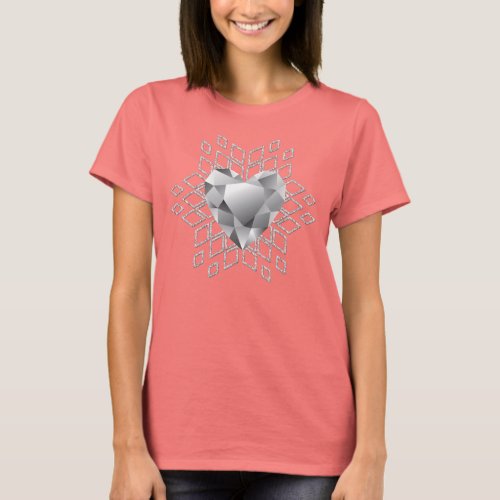 Diamond Heart Snowflake Soft Blue T_Shirt