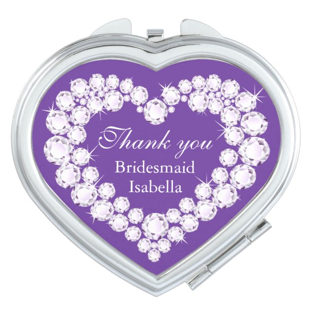 Diamond heart thank you wedding favor mirror (Front)
