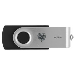 Diamond Heart USB swivel flash drive