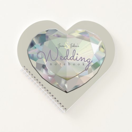 Diamond Heart Vintage Wedding Notes Notebook