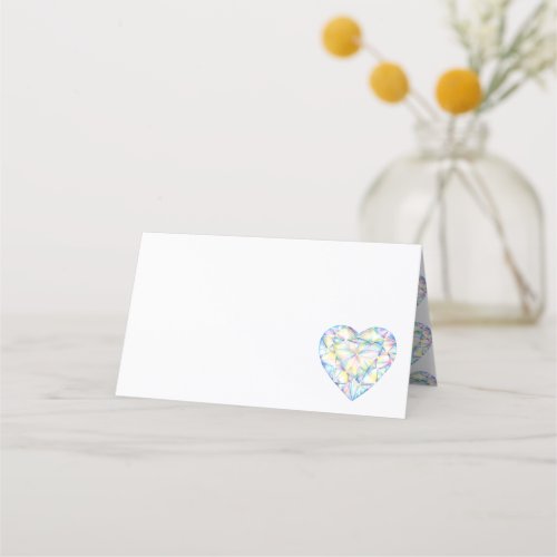 Diamond heart watercolor art guest place cards