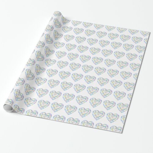 Diamond heart watercolor art patterned wrap wrapping paper