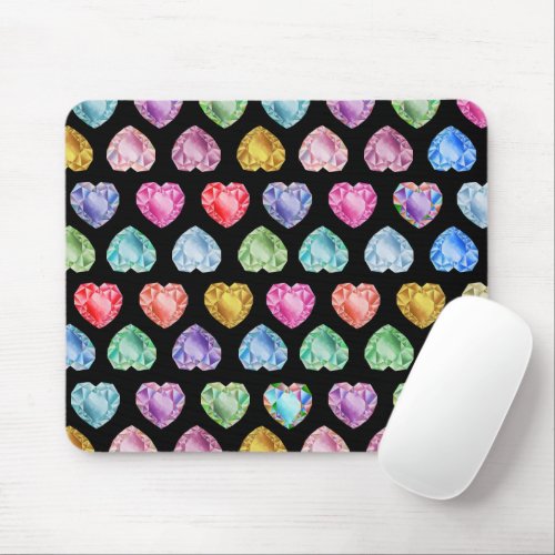 Diamond Heart Watercolor Pattern Cute Pastel Girly Mouse Pad