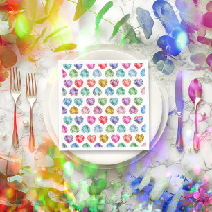 Diamond Heart Watercolor Pattern Cute Pastel Girly Napkins