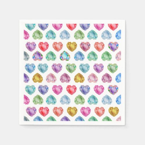 Diamond Heart Watercolor Pattern Cute Pastel Girly Napkins