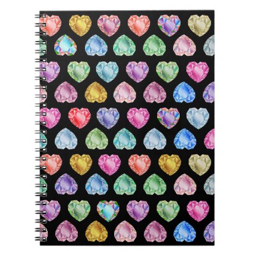 Diamond Heart Watercolor Pattern Cute Pastel Girly Notebook