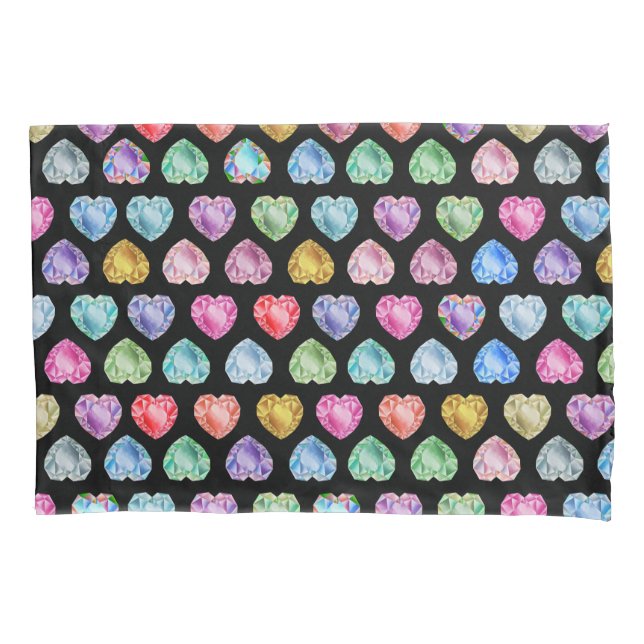 Diamond Heart Watercolor Pattern Cute Pastel Girly Pillow Case (Front)