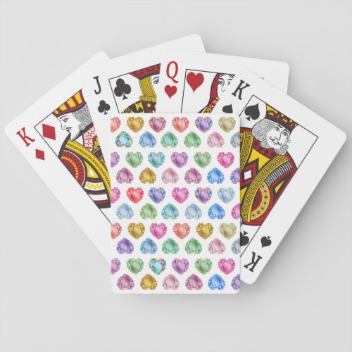 Diamond Heart Watercolor Pattern Cute Pastel Girly Playing Cards