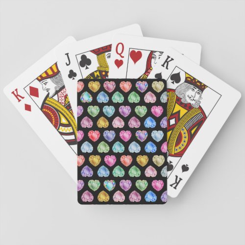 Diamond Heart Watercolor Pattern Cute Pastel Girly Playing Cards