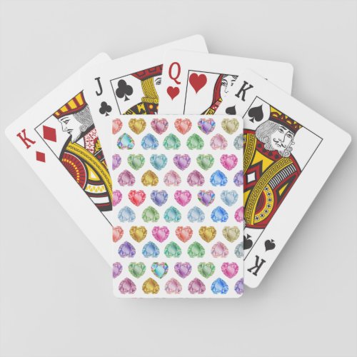 Diamond Heart Watercolor Pattern Cute Pastel Girly Poker Cards