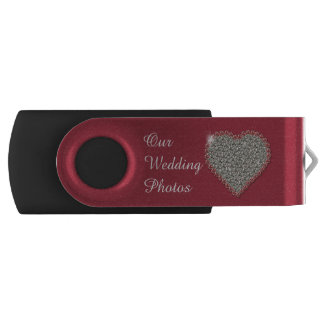Diamond Heart Wedding Photos Swivel USB Drive