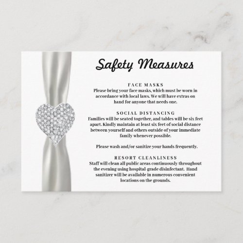 Diamond Heart White Ribbon Safety Measures Enclosure Card