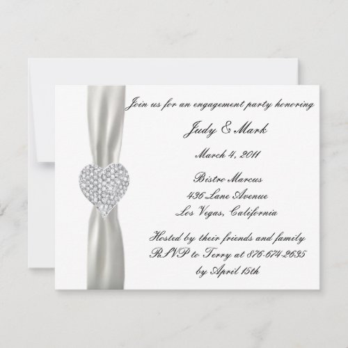 Diamond Heart White Wedding Engagement Party Invit Custom Invitation