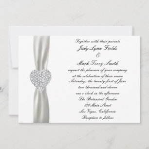 Diamond Heart White Wedding Invitation