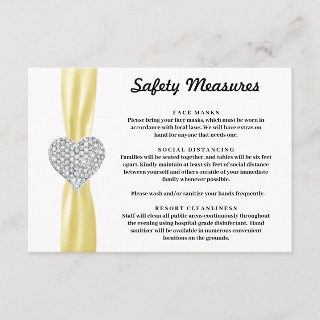Diamond Heart Yellow Ribbon Safety Measures Enclosure Card (Front)