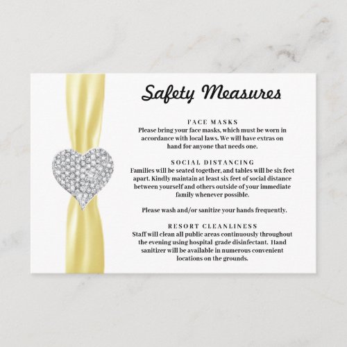 Diamond Heart Yellow Ribbon Safety Measures Enclosure Card