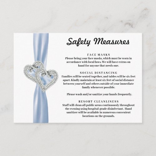 Diamond Hearts Blue Ribbon Safety Measures Enclosure Card