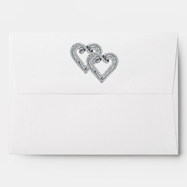 Diamond Hearts Faux Silver Glitter Envelope (Back (Top Flap))