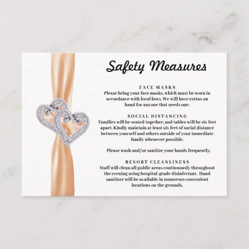 Diamond Hearts Orange Ribbon Safety Measures Enclosure Card