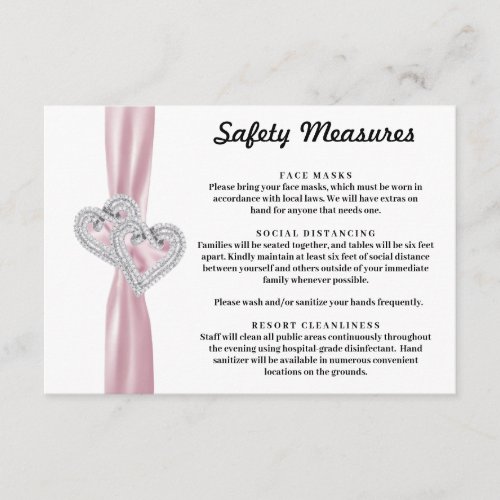 Diamond Hearts Pink Ribbon Safety Measures Enclosure Card