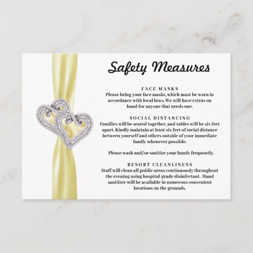 Diamond Hearts Yellow Ribbon Safety Measures Enclosure Card