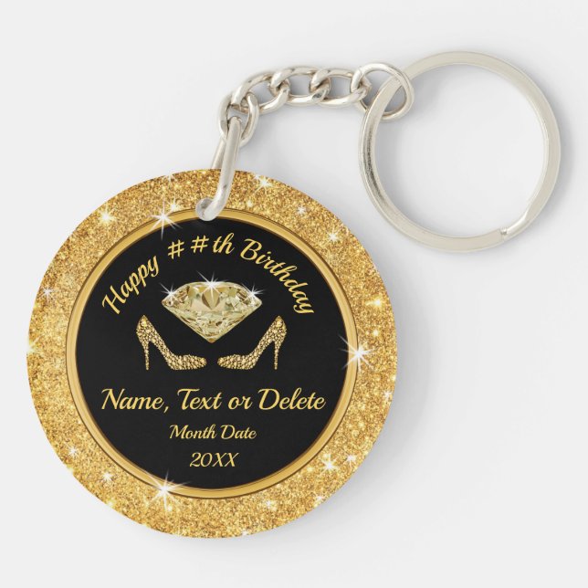 Diamond High Heels, Custom Birthday Party Favors Keychain (Back)