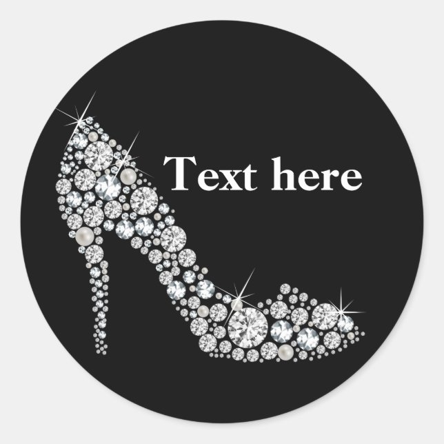 diamond high heels glitter elegant classic round sticker (Front)