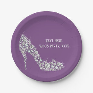 diamond high heels glitter elegant paper plates