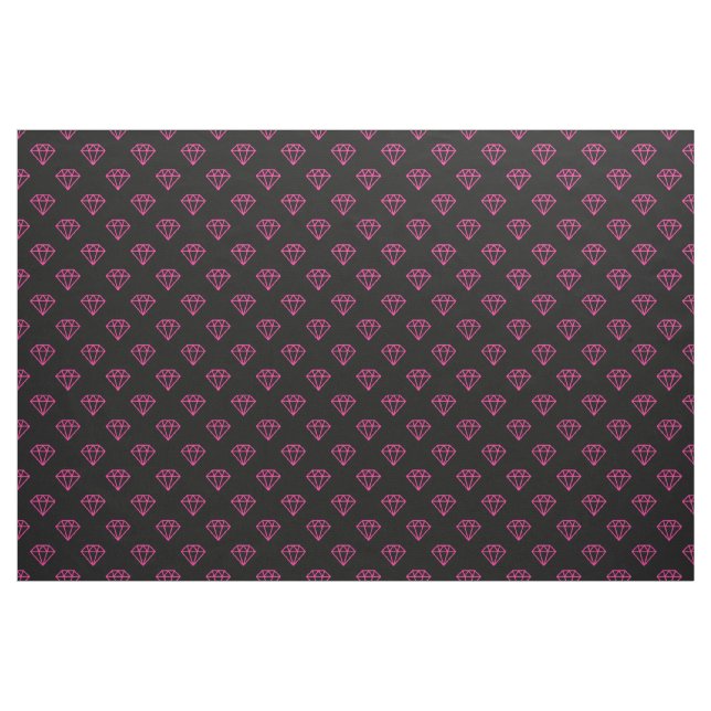 Diamond - Hot Pink on Black Fabric (Yard)