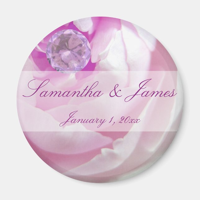 Diamond in a Pink Rose Personal Wedding Magnet (Front)