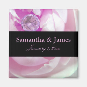 Diamond in Pink Rose Personal Wedding Magnet