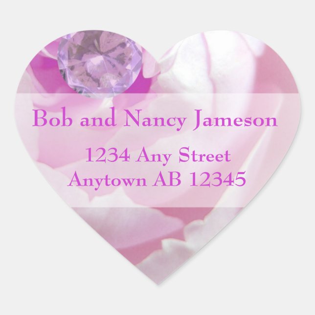 Diamond in Pink Rose Wedding Return Address Label (Front)