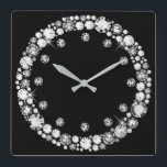 Diamond Infinity Square Wall Clock<br><div class="desc">It's Bling Time!  Brighten up your day with this sparkling diamond clock design.  Makes a perfect gift or great display piece for your home or office.
Please see this store for matching items and more sparkling designs. Thanks for shopping here!</div>