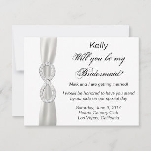 Diamond Infinity White Wedding Bridesmaid Card