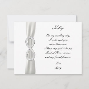 Diamond Infinity White Wedding Maid Of Honor Card