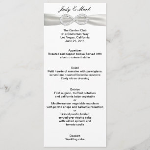 Diamond Infinity White Wedding Menu Card