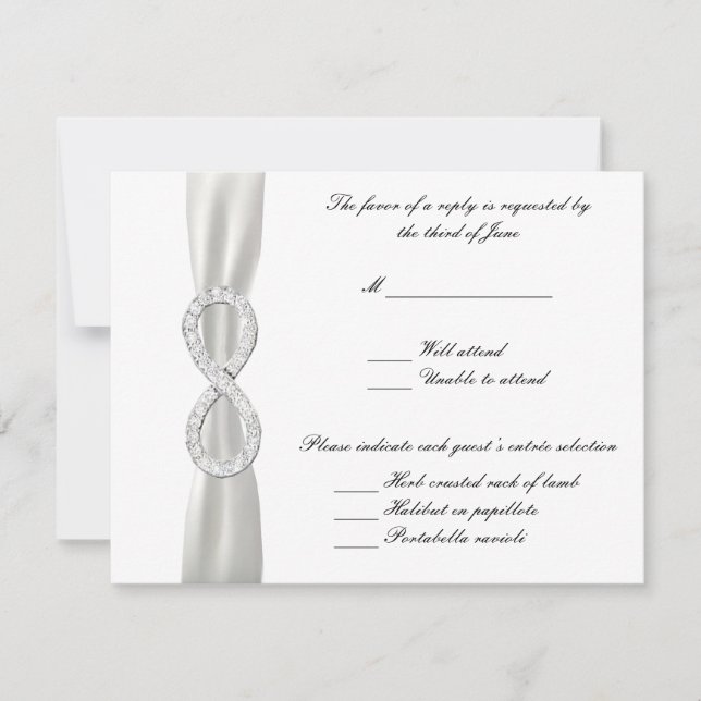 Diamond Infinity White Wedding Response Card (Front)