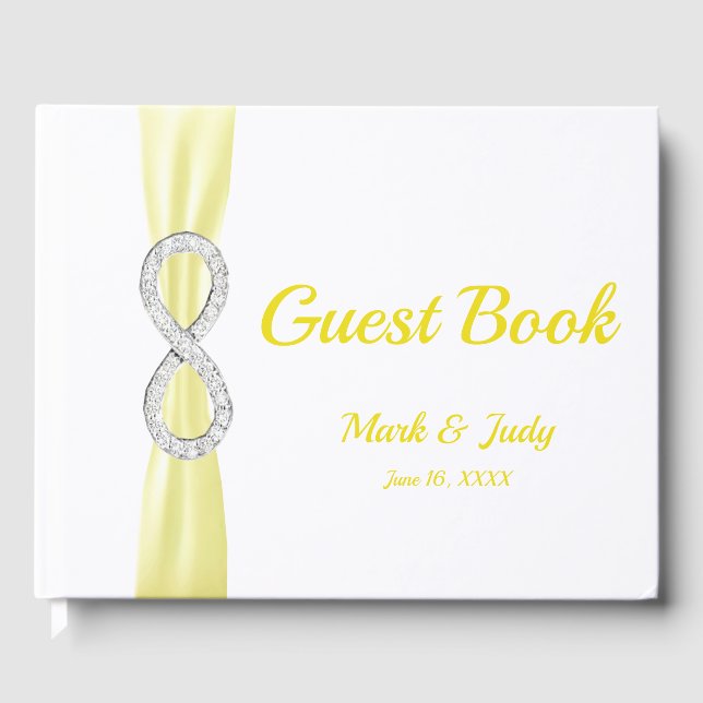 Diamond Infinity Yellow Ribbon Wedding Guestbook (Front)