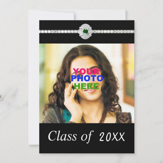 Diamond jewel graduation customizable invitation (Front)