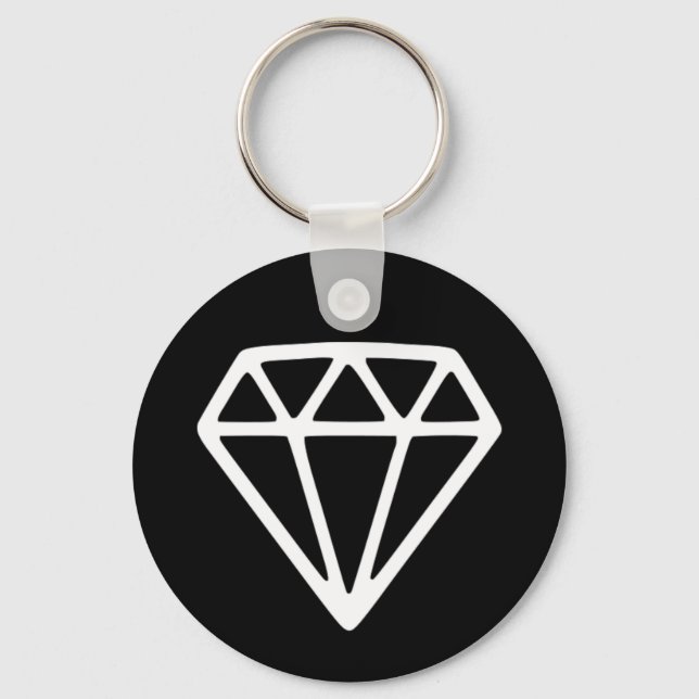Diamond Jewel Graphic Drawing Simple Minimalist Keychain (Front)