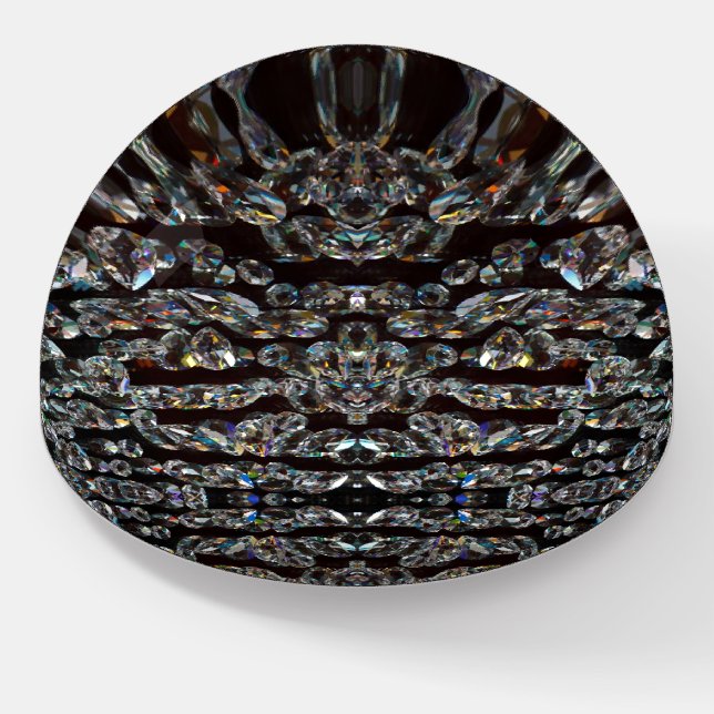 Diamond jewel pattern elegant silver and black paperweight (Angled)
