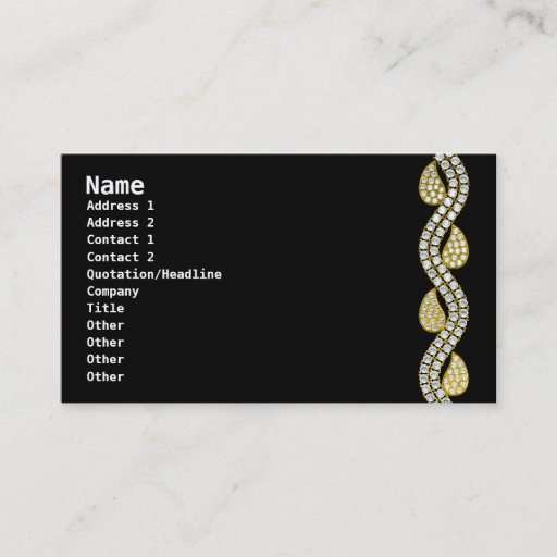 Customizable Diamond jewelry-black business card templates