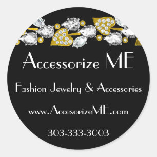 Diamond jewelry-black classic round sticker