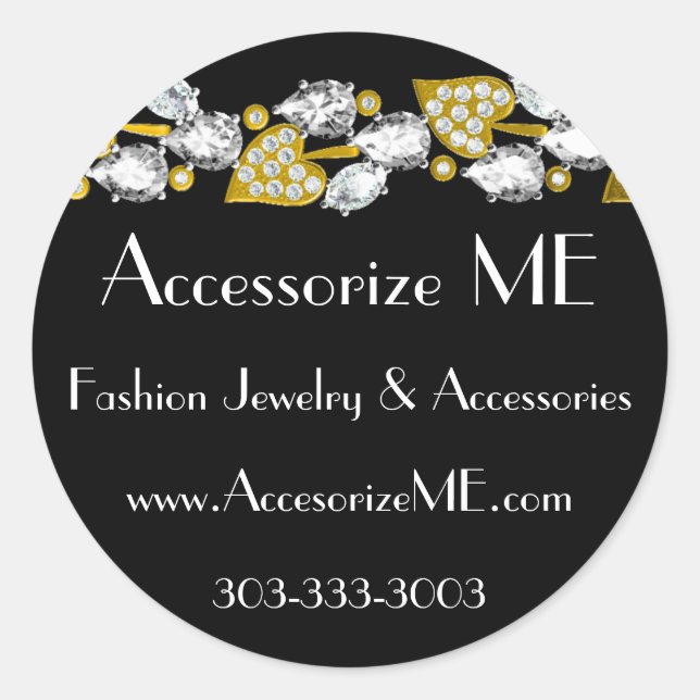 Diamond jewelry-black classic round sticker (Front)