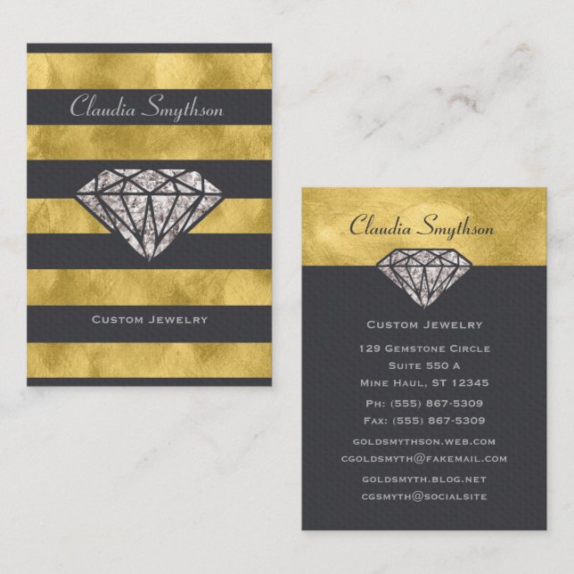 Diamond Jewelry Business Card Gemstone Jeweler (Front/Back)