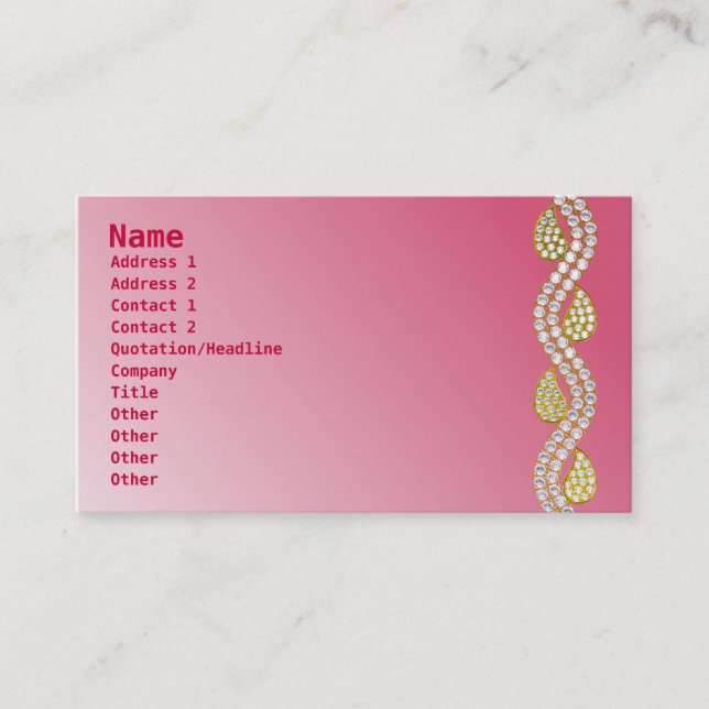 Diamond jewelry-light pink business card (Front)