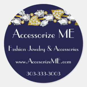 Diamond jewelry-navy blue classic round sticker
