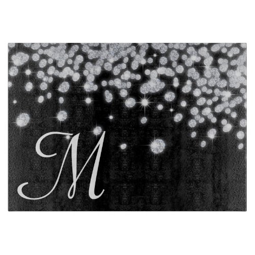 Diamond Jewels Jewelr Monogram Glass Cutting Board