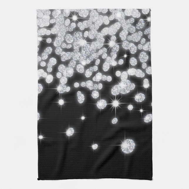 Diamond Jewels Jewelry Glitz Kitchen Dish Towel (Vertical)